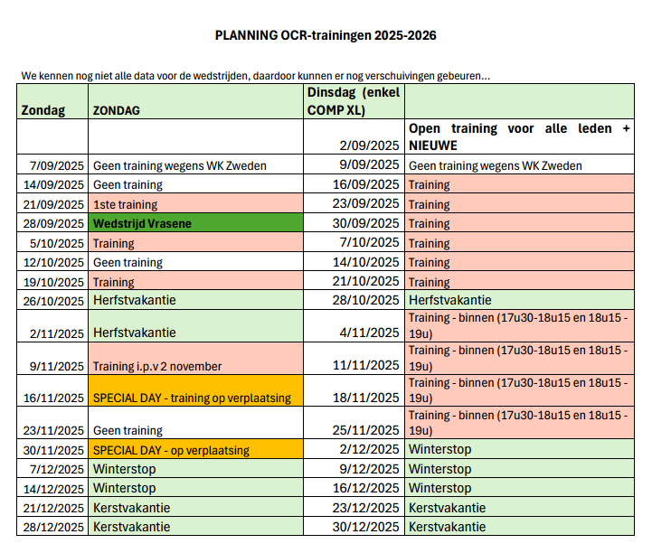 data 2025 2026 - Controlife.be - Personal trainer, voedingscoach en sportkampen