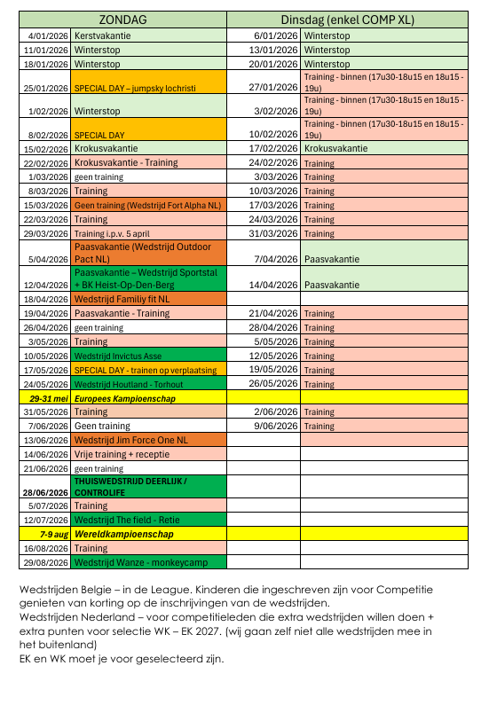 trainingen 2026 - Controlife.be - Personal trainer, voedingscoach en sportkampen